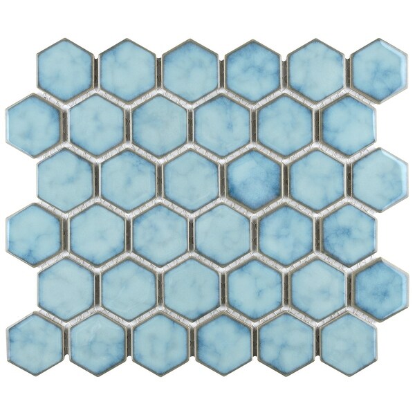 Merola Tile Hudson Due 2" Hex Marine 10-7/8" X 12-5/8" Porcelain Floor ...